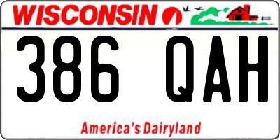WI license plate 386QAH