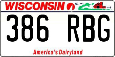 WI license plate 386RBG