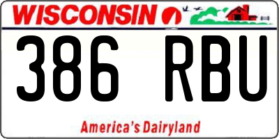 WI license plate 386RBU