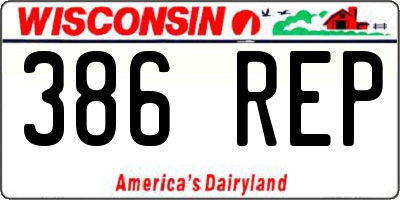 WI license plate 386REP