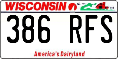 WI license plate 386RFS