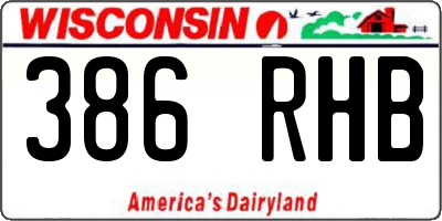 WI license plate 386RHB