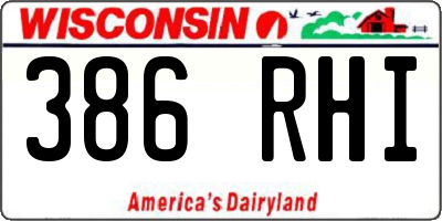 WI license plate 386RHI
