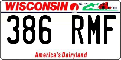 WI license plate 386RMF