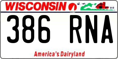 WI license plate 386RNA