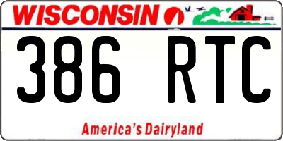 WI license plate 386RTC