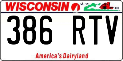 WI license plate 386RTV