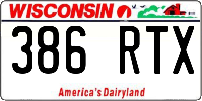 WI license plate 386RTX