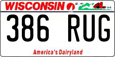 WI license plate 386RUG