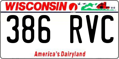 WI license plate 386RVC