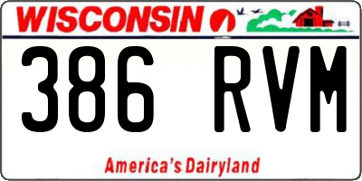 WI license plate 386RVM