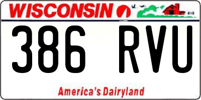 WI license plate 386RVU