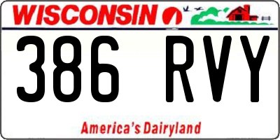 WI license plate 386RVY