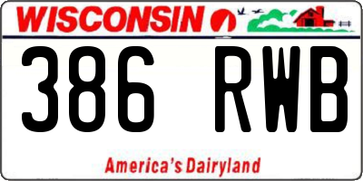 WI license plate 386RWB