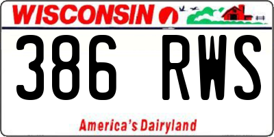WI license plate 386RWS