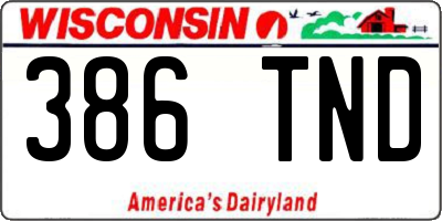 WI license plate 386TND