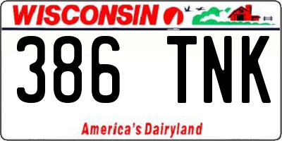 WI license plate 386TNK