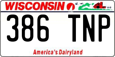 WI license plate 386TNP