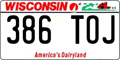 WI license plate 386TOJ