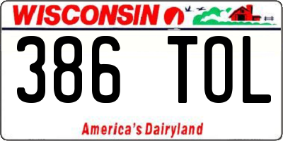 WI license plate 386TOL