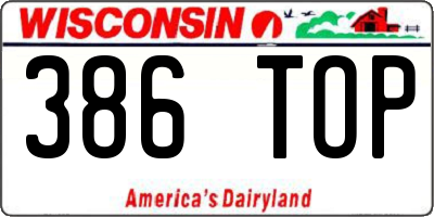 WI license plate 386TOP