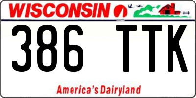 WI license plate 386TTK