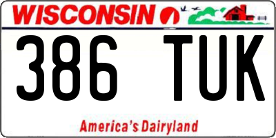 WI license plate 386TUK