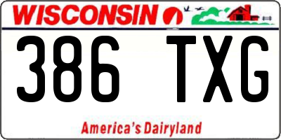 WI license plate 386TXG