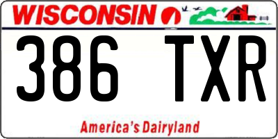 WI license plate 386TXR