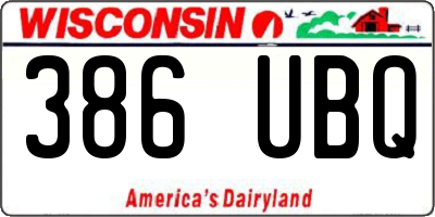 WI license plate 386UBQ
