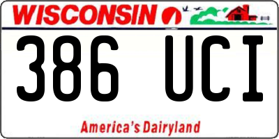 WI license plate 386UCI