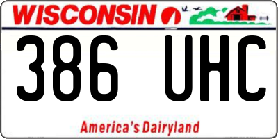 WI license plate 386UHC