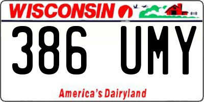 WI license plate 386UMY