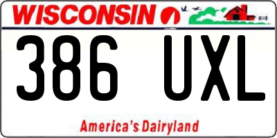 WI license plate 386UXL