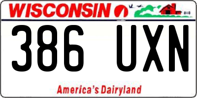 WI license plate 386UXN