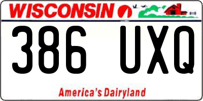 WI license plate 386UXQ