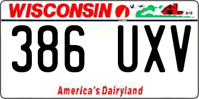 WI license plate 386UXV