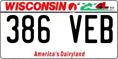 WI license plate 386VEB