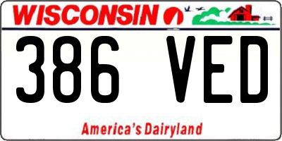 WI license plate 386VED