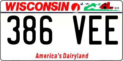 WI license plate 386VEE