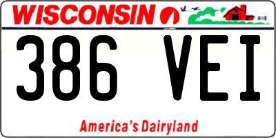 WI license plate 386VEI