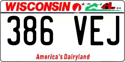 WI license plate 386VEJ