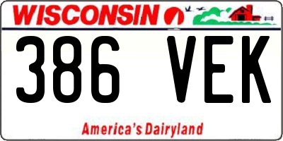 WI license plate 386VEK