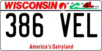WI license plate 386VEL