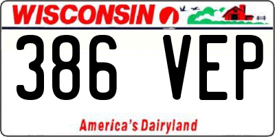 WI license plate 386VEP
