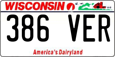 WI license plate 386VER