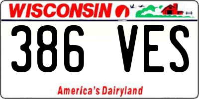 WI license plate 386VES