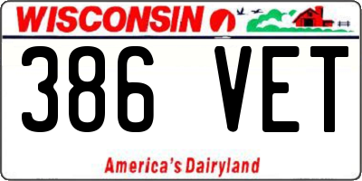 WI license plate 386VET