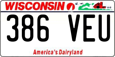WI license plate 386VEU