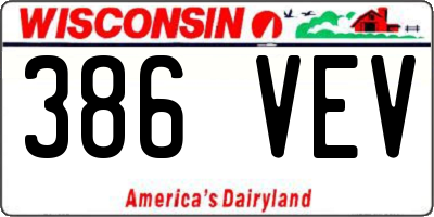 WI license plate 386VEV